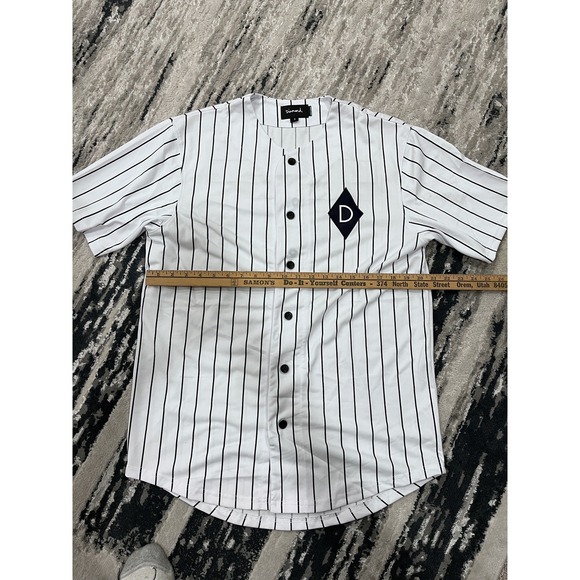 Diamond Supply Pinstripe Black And White Baseball Jersey Size S small - Picture 2 of 4